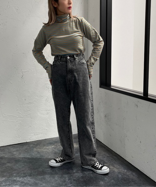 apres jour mignon（アプレジュールミニョン）の「マルチボーダータートル【ZOZOTOWN限定アイテム】（Tシャツ/カットソー・レディース・ブルー系その他/ホワイト系その他/ダークブルー・X-LARGE/フリー）」の13枚目の写真