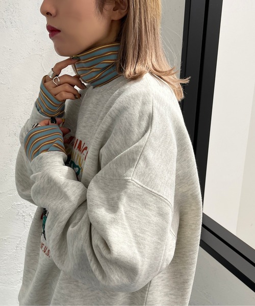 apres jour mignon（アプレジュールミニョン）の「マルチボーダータートル【ZOZOTOWN限定アイテム】（Tシャツ/カットソー・レディース・ブルー系その他/ホワイト系その他/ダークブルー・X-LARGE/フリー）」の6枚目の写真