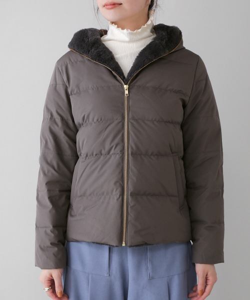 Bou Jeloud(ブージュルード)の「ファーフードダウンジャケット(ダウンジャケット/コート・レディース・チャコールグレー/ブラック/ベージュ・FREE)」の13枚目の写真