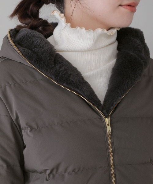 Bou Jeloud(ブージュルード)の「ファーフードダウンジャケット(ダウンジャケット/コート・レディース・チャコールグレー/ブラック/ベージュ・FREE)」の18枚目の写真