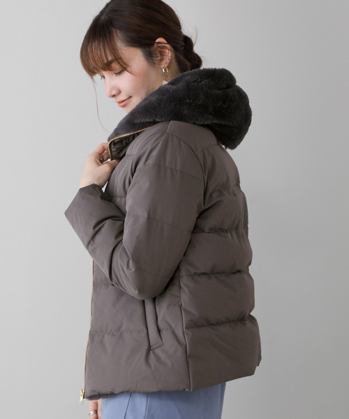 Bou Jeloud(ブージュルード)の「ファーフードダウンジャケット(ダウンジャケット/コート・レディース・チャコールグレー/ブラック/ベージュ・FREE)」の21枚目の写真