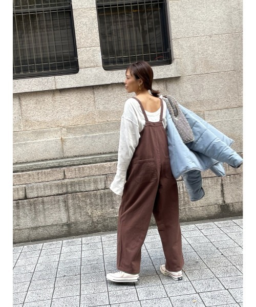 ulu(ウル)の「Cotton wide overall(サロペット/オーバーオール・レディース・ブラウン・FREE)」の4枚目の写真