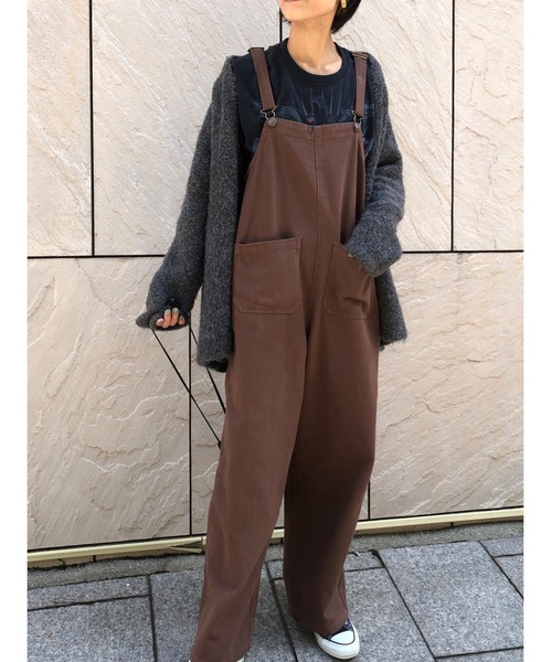 ulu(ウル)の「Cotton wide overall(サロペット/オーバーオール・レディース・ブラウン・FREE)」の5枚目の写真