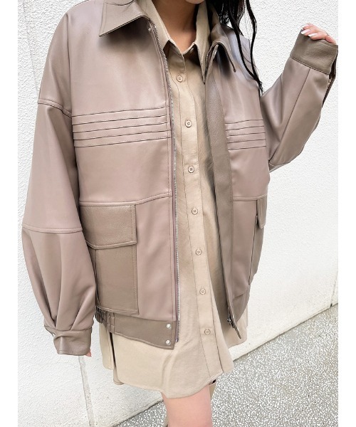 ENVYM（アンビー）の「ビッグルーズフェイクレザーＪＫ（その他アウター・レディース・ブラック/Moca・FREE）」の19枚目の写真