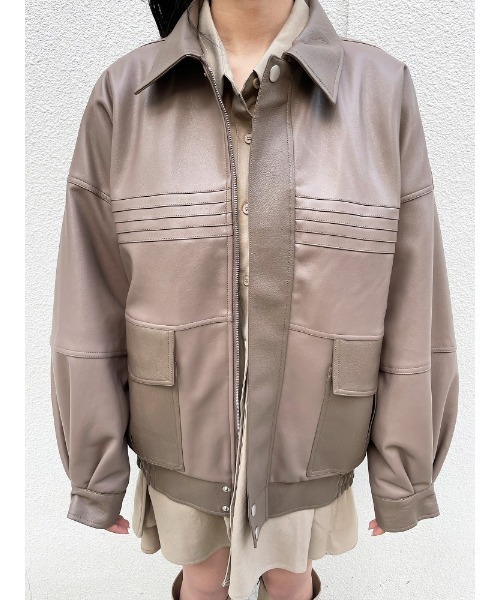 ENVYM（アンビー）の「ビッグルーズフェイクレザーＪＫ（その他アウター・レディース・ブラック/Moca・FREE）」の17枚目の写真