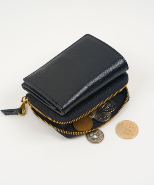 BELLIES YORK(ベリーズヨーク)の「【BELLIES YORK/ベリーズヨーク】コンパクト財布 三つ折り財布 小銭入れ付 イタリア牛革(財布・レディース・ブラウン/ブラック・FREE)」の4枚目の写真
