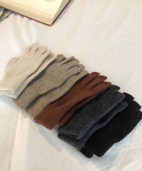 me+em select（ミームセレクト）の「フィンガーレス ニット グローブ（手袋・レディース・チャコールグレー/ブラック/ベージュ/ブラウン系その他/ブラウン系その他2・FREE）」の19枚目の写真