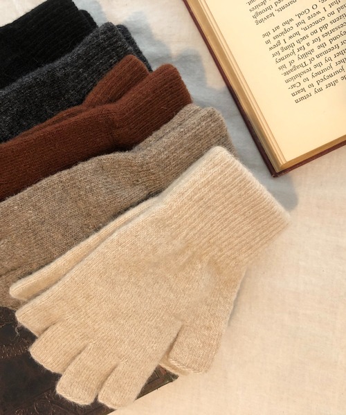 me+em select（ミームセレクト）の「フィンガーレス ニット グローブ（手袋・レディース・チャコールグレー/ブラック/ベージュ/ブラウン系その他/ブラウン系その他2・FREE）」の9枚目の写真