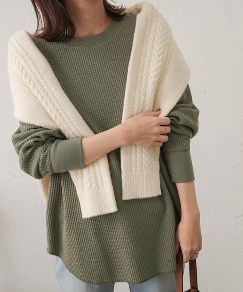 URBAN RESEARCH DOORS（アーバンリサーチドアーズ）の「ワッフルワイドプルオーバー（Tシャツ/カットソー・レディース・ライトグレー/ネイビー/カーキ・ONE）」の16枚目の写真