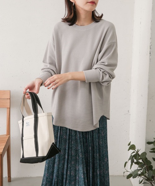 URBAN RESEARCH DOORS（アーバンリサーチドアーズ）の「ワッフルワイドプルオーバー（Tシャツ/カットソー・レディース・ライトグレー/ネイビー/カーキ・ONE）」の7枚目の写真