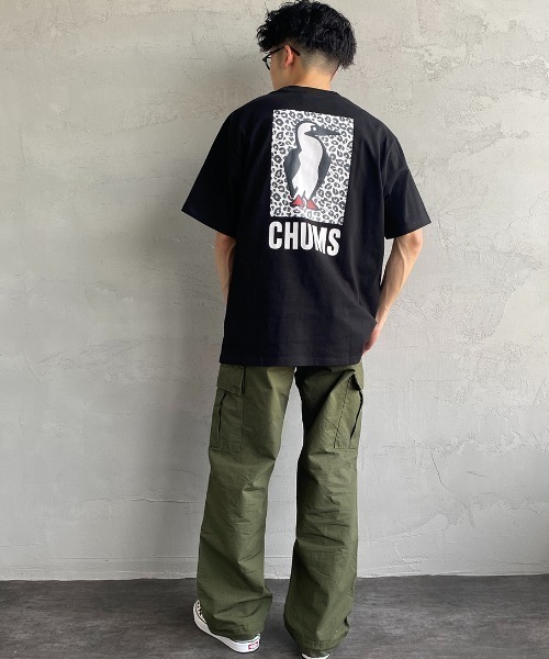 CHUMS/チャムス] 別注 レオパード柄バックプリントロゴTシャツ