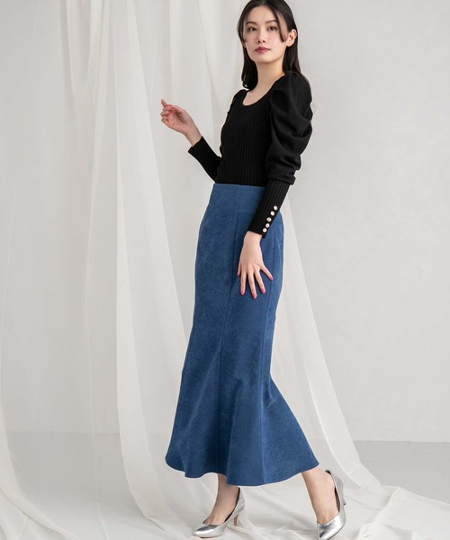 fifth(フィフス)の「コーデュロイハイウエストマーメイドスカート(スカート・レディース・ブルー/ブラウン・S/M)」の1枚目の写真