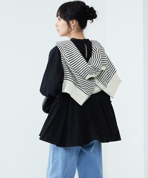 FREAK'S STORE(フリークスストア)の「ドビーティアードチュニック(シャツ/ブラウス・レディース・オフホワイト/ブラック/ブルーグリーン/ラベンダー・フリ-)」の13枚目の写真