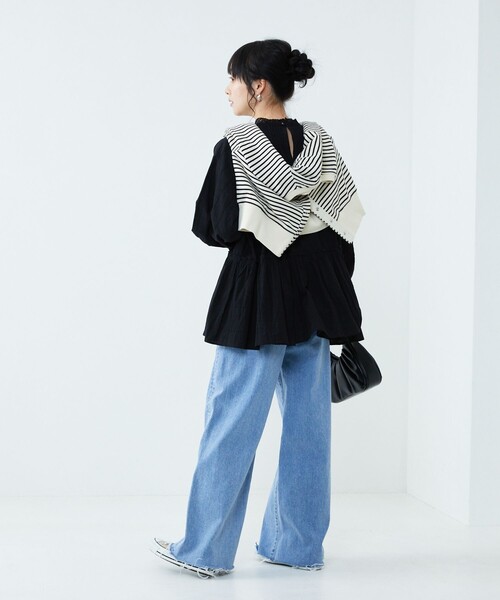 FREAK'S STORE(フリークスストア)の「ドビーティアードチュニック(シャツ/ブラウス・レディース・オフホワイト/ブラック/ブルーグリーン/ラベンダー・フリ-)」の8枚目の写真