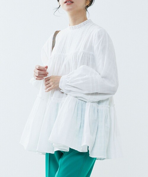 FREAK'S STORE(フリークスストア)の「ドビーティアードチュニック(シャツ/ブラウス・レディース・オフホワイト/ブラック/ブルーグリーン/ラベンダー・フリ-)」の15枚目の写真