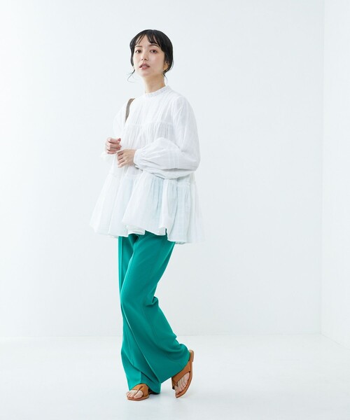 FREAK'S STORE(フリークスストア)の「ドビーティアードチュニック(シャツ/ブラウス・レディース・オフホワイト/ブラック/ブルーグリーン/ラベンダー・フリ-)」の5枚目の写真