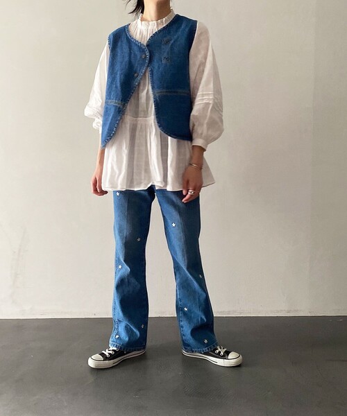 FREAK'S STORE(フリークスストア)の「ドビーティアードチュニック(シャツ/ブラウス・レディース・オフホワイト/ブラック/ブルーグリーン/ラベンダー・フリ-)」の11枚目の写真