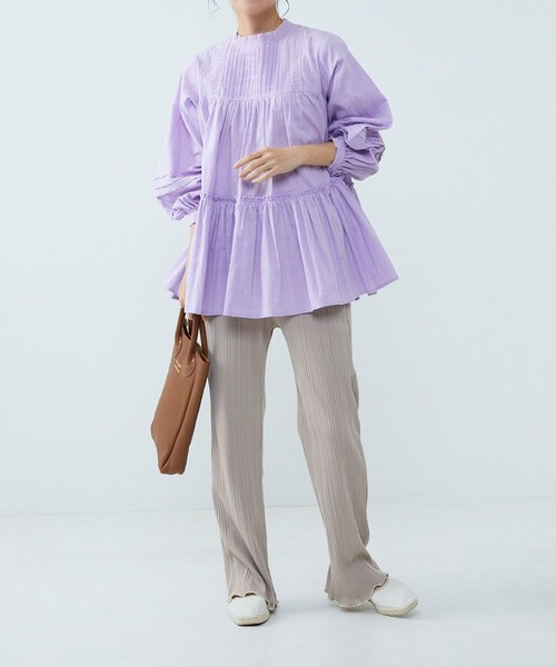 FREAK'S STORE(フリークスストア)の「ドビーティアードチュニック(シャツ/ブラウス・レディース・オフホワイト/ブラック/ブルーグリーン/ラベンダー・フリ-)」の17枚目の写真