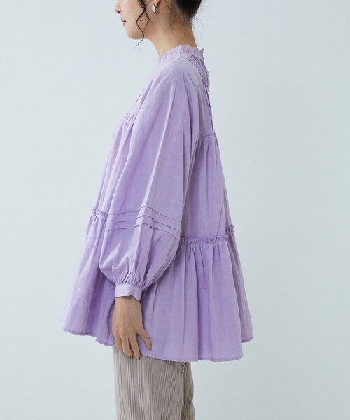 FREAK'S STORE(フリークスストア)の「ドビーティアードチュニック(シャツ/ブラウス・レディース・オフホワイト/ブラック/ブルーグリーン/ラベンダー・フリ-)」の12枚目の写真