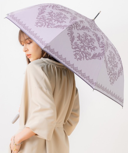 macocca（マコッカ）の「完全遮光 UVカット100% 日傘 晴雨兼用 ジャンプ傘 デザインシリーズ ダマスクモチーフ柄（長傘・レディース・モカ/ブラック/オフホワイト/ラベンダー/グリーン/ピンク・FREE）」の6枚目の写真