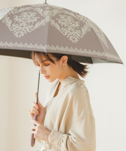macocca（マコッカ）の「完全遮光 UVカット100% 日傘 晴雨兼用 ジャンプ傘 デザインシリーズ ダマスクモチーフ柄（長傘・レディース・モカ/ブラック/オフホワイト/ラベンダー/グリーン/ピンク・FREE）」の19枚目の写真