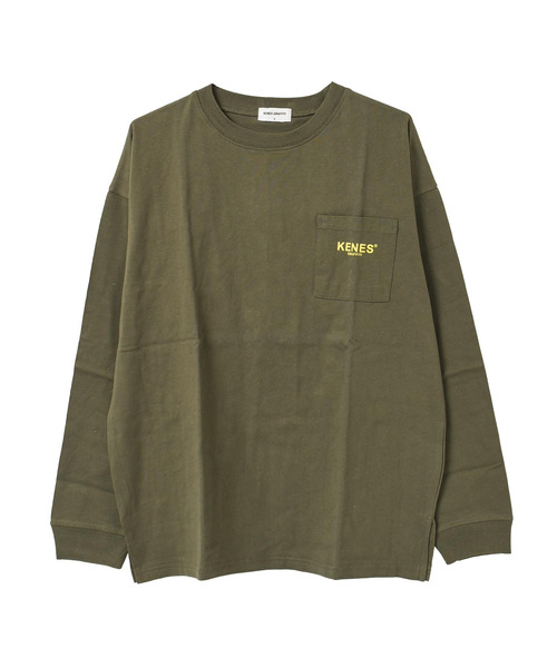 KENES GRAFFITI（ケネスグラフィティ）の「ポケット付バックプリントロングTシャツ（Tシャツ/カットソー・メンズ・ブラック/オフホワイト/カーキ/サックスブルー・S/M/L/XS）」の15枚目の写真