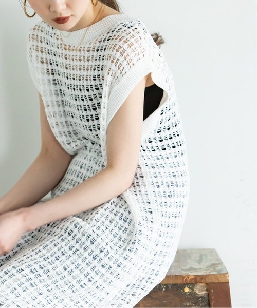 セール】コットンリリヤーンメッシュニットワンピース（ワンピース  
