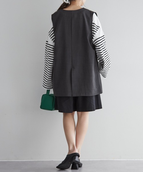 DISCOAT(ディスコート)の「【WEB限定】テックリネンノーカラージレ(ベスト・レディース・チャコールグレー/ライトグレー/ベージュ・FREE)」の21枚目の写真