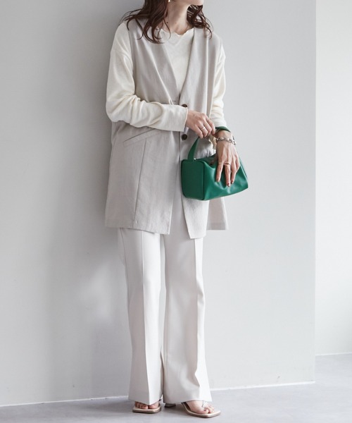 DISCOAT(ディスコート)の「【WEB限定】テックリネンノーカラージレ(ベスト・レディース・チャコールグレー/ライトグレー/ベージュ・FREE)」の19枚目の写真