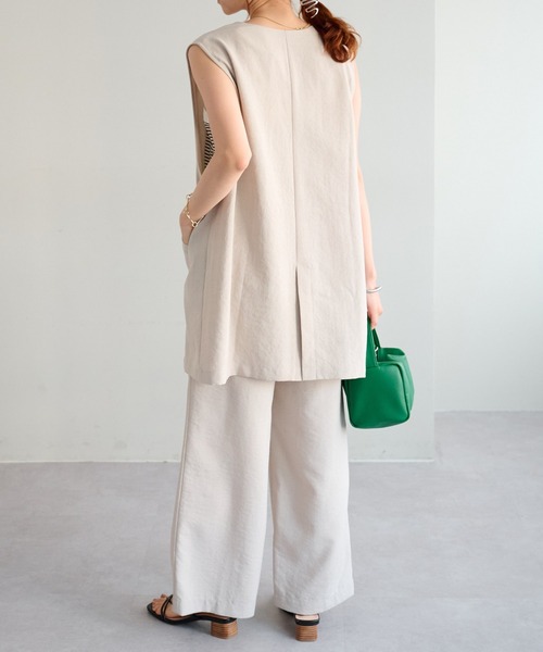 WEB限定】テックリネンノーカラージレ（ベスト）｜DISCOAT（ディス
