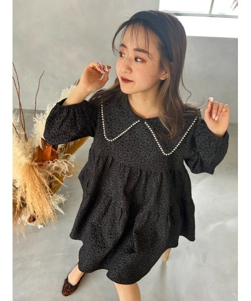 JUMELLE(ジュメロ)の「リップルフラワーワンピース(ワンピース・レディース・ブラック・FREE)」の13枚目の写真