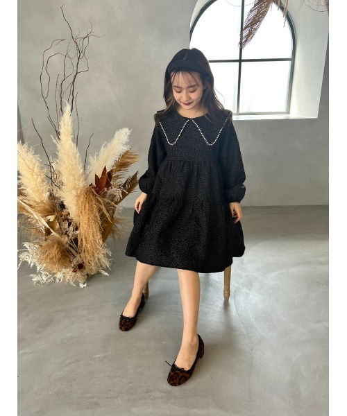 JUMELLE(ジュメロ)の「リップルフラワーワンピース(ワンピース・レディース・ブラック・FREE)」の7枚目の写真