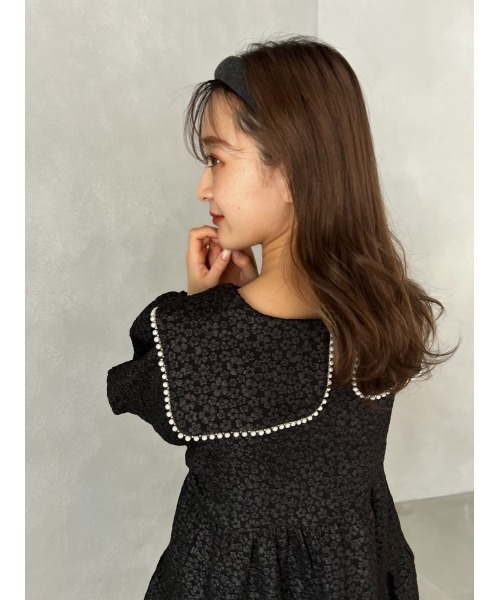 JUMELLE(ジュメロ)の「リップルフラワーワンピース(ワンピース・レディース・ブラック・FREE)」の8枚目の写真