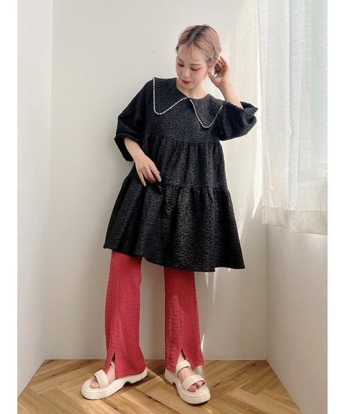 JUMELLE(ジュメロ)の「リップルフラワーワンピース(ワンピース・レディース・ブラック・FREE)」の15枚目の写真