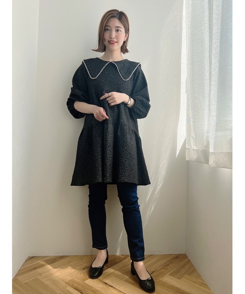 JUMELLE(ジュメロ)の「リップルフラワーワンピース(ワンピース・レディース・ブラック・FREE)」の16枚目の写真