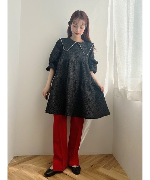 JUMELLE(ジュメロ)の「リップルフラワーワンピース(ワンピース・レディース・ブラック・FREE)」の18枚目の写真
