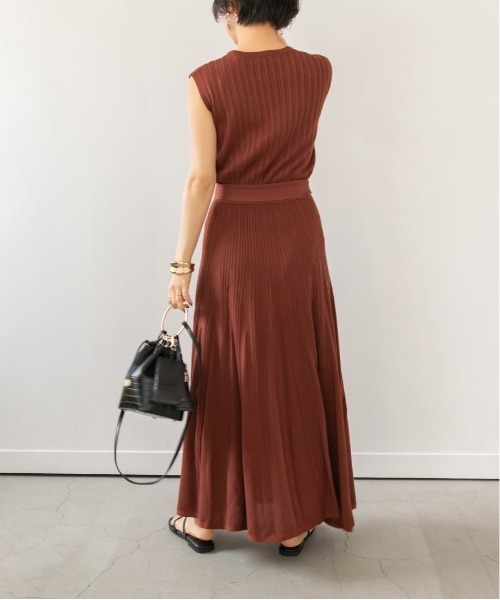 RANDA（ランダ）の「【選べる丈感】ノースリーブリブニットセットアップ（スカート・レディース・カーキ/ブラウン/ピンク・FREE/TM）」の5枚目の写真