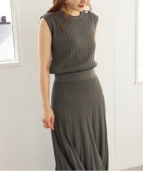 RANDA（ランダ）の「【選べる丈感】ノースリーブリブニットセットアップ（スカート・レディース・カーキ/ブラウン/ピンク・FREE/TM）」の8枚目の写真