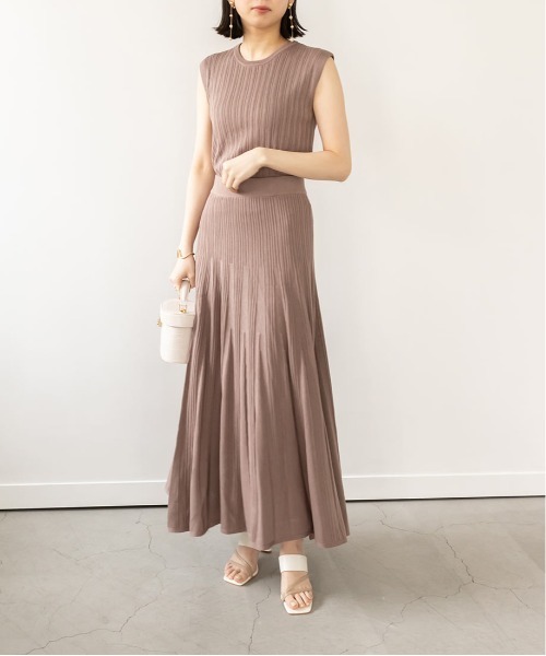 RANDA（ランダ）の「【選べる丈感】ノースリーブリブニットセットアップ（スカート・レディース・カーキ/ブラウン/ピンク・FREE/TM）」の10枚目の写真
