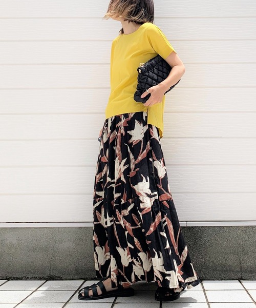 Q（キュー）の「フラワーギャザースカート（スカート・レディース・ブラック系その他/ブルー系その他・MEDIUM）」の6枚目の写真