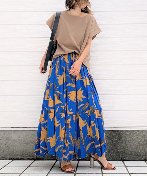 Q（キュー）の「フラワーギャザースカート（スカート・レディース・ブラック系その他/ブルー系その他・MEDIUM）」の7枚目の写真