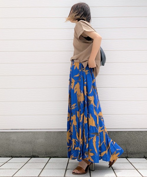 Q（キュー）の「フラワーギャザースカート（スカート・レディース・ブラック系その他/ブルー系その他・MEDIUM）」の8枚目の写真