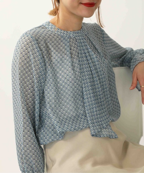 PICCIN(ピッチン)の「レトロプリントボウタイブラウス(シャツ/ブラウス・レディース・ベージュ/ネイビー/サックスブルー・M)」の9枚目の写真