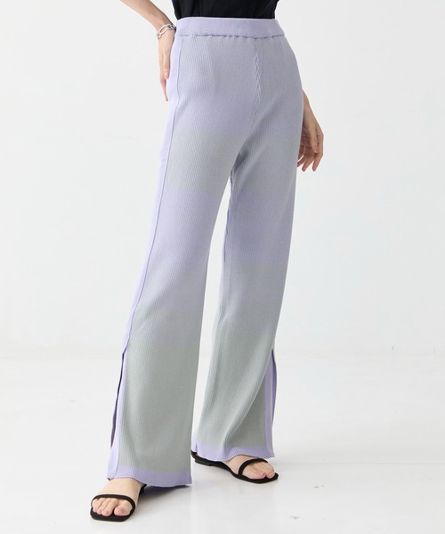 CITY TOKYO(シティトウキョウ)の「ウォッシャブルグラデーションニットパンツ(その他パンツ・レディース・ネイビー/ブルー/ラベンダー・1/2)」の1枚目の写真