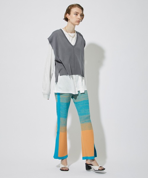 CITY TOKYO(シティトウキョウ)の「ウォッシャブルグラデーションニットパンツ(その他パンツ・レディース・ネイビー/ブルー/ラベンダー・1/2)」の12枚目の写真