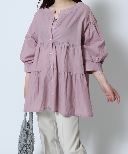 SETUP7（セットアップセブン）の「【SETUP7】バルーンスリーブティアードブラウス SCCH108（シャツ/ブラウス・レディース・ホワイト/ブラック/ベージュ/ピンク/ブルー/グリーン/グレー・FREE）」の7枚目の写真