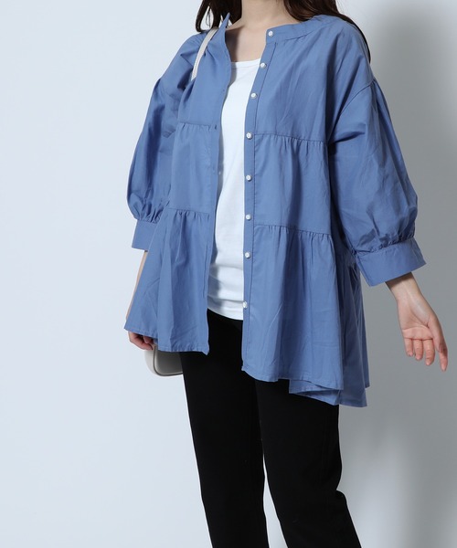 SETUP7（セットアップセブン）の「【SETUP7】バルーンスリーブティアードブラウス SCCH108（シャツ/ブラウス・レディース・ホワイト/ブラック/ベージュ/ピンク/ブルー/グリーン/グレー・FREE）」の8枚目の写真