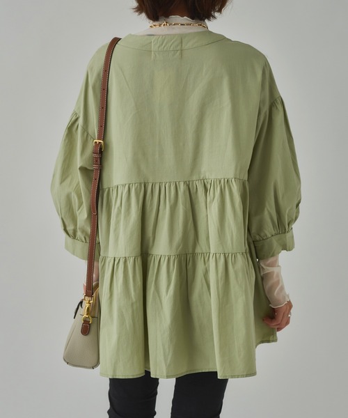 SETUP7（セットアップセブン）の「【SETUP7】バルーンスリーブティアードブラウス SCCH108（シャツ/ブラウス・レディース・ホワイト/ブラック/ベージュ/ピンク/ブルー/グリーン/グレー・FREE）」の11枚目の写真