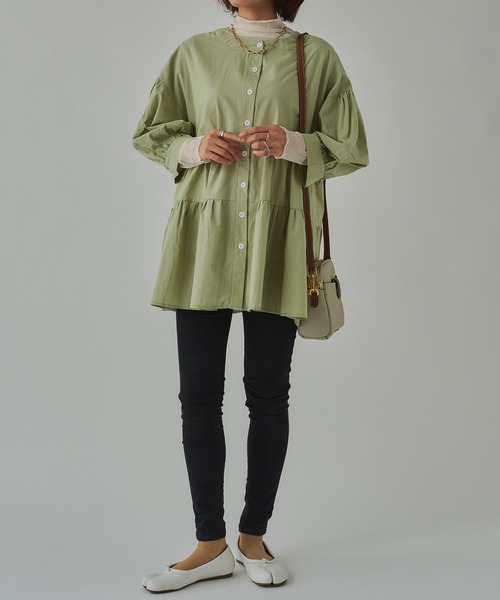 SETUP7（セットアップセブン）の「【SETUP7】バルーンスリーブティアードブラウス SCCH108（シャツ/ブラウス・レディース・ホワイト/ブラック/ベージュ/ピンク/ブルー/グリーン/グレー・FREE）」の12枚目の写真