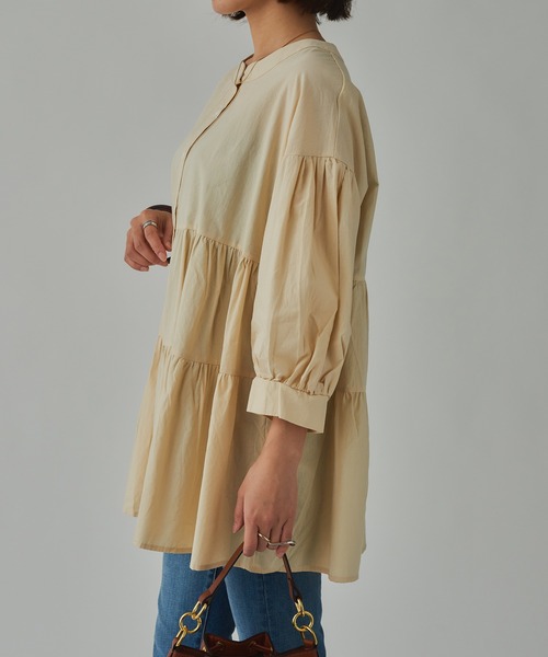 SETUP7（セットアップセブン）の「【SETUP7】バルーンスリーブティアードブラウス SCCH108（シャツ/ブラウス・レディース・ホワイト/ブラック/ベージュ/ピンク/ブルー/グリーン/グレー・FREE）」の17枚目の写真